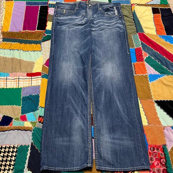 Parish Nation Y2K Baggy Skater Faded Blue Jeans 38Wx34L - Picture 2 of 7